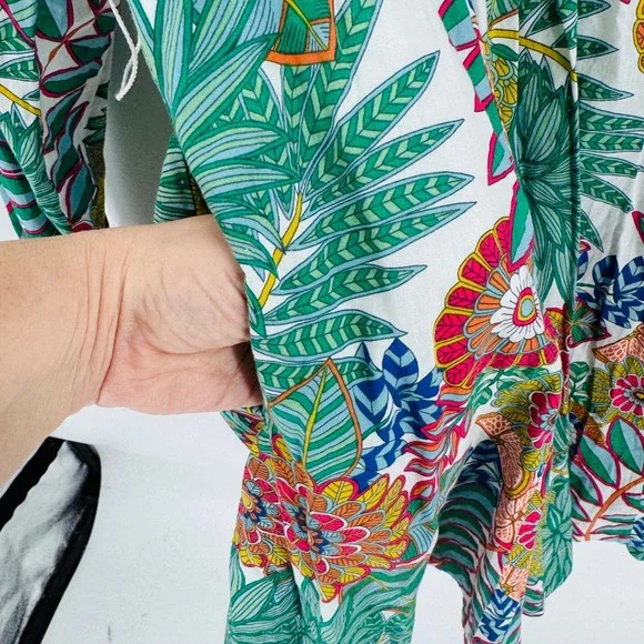 Boden Tropical Fruit Floral Cotton Mini Dress Size 2 Botanical Resortwear - Picture 4 of 9